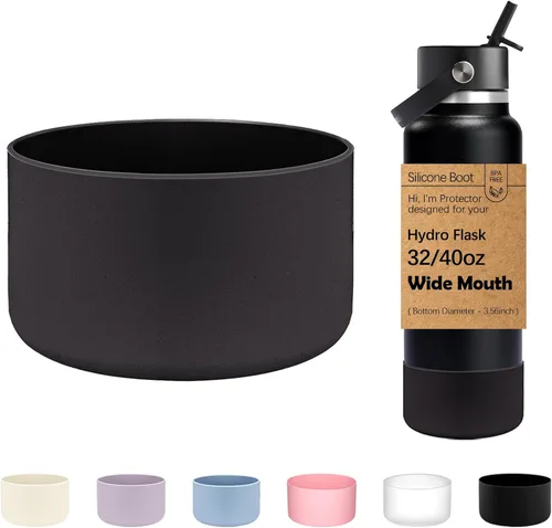 Vista 24 de WK IEASON Base protectora de silicona para botellas Hydro Flask de 12 a 24 onzas de ancho y boca estándar, funda antideslizante para accesorios de 2