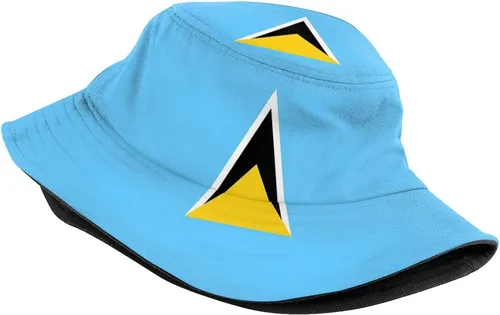 Vista 2 de Lindo sombrero de pescador con bandera divertida, plegable, a la moda, para exteriores, para mujeres, hombres, niños y niñas Bandera de Santa