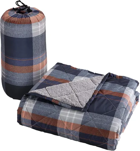 Vista 8 de Coleman Manta reversible para interior y exterior, resistente al agua y Sherpa, 50 x 60 pulgadas, azul
