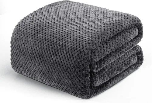 Vista 18 de Exclusivo Mezcla - Manta grande de forro polar tipo gofre para sofá, color negro