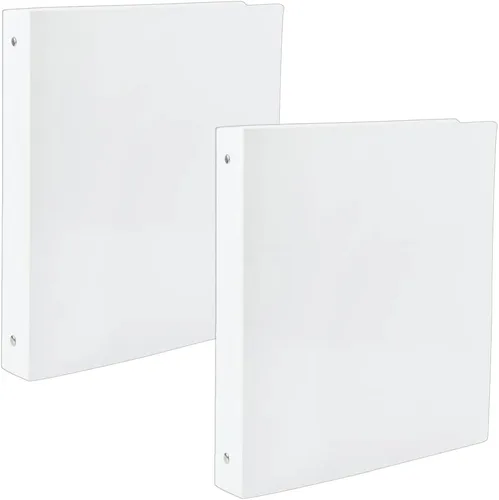 Vista 9 de JAM PAPER Carpeta de plástico de 1 pulgada, carpeta blanca de 3 anillas, se vende individualmente Blanco