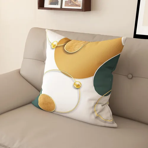 Vista 9 de Funda de almohada decorativa para sofá de sala de estar, patrón impreso de doble cara, funda de cojín naranja geométrica abstracta estilo nórdico