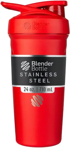 Vista 25 de BlenderBottle Strada Shaker Cup - Botella de agua aislada de acero inoxidable con batidor de alambre, 24 onzas, color negro