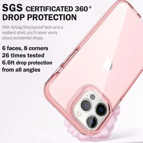 Vista 2 de ArtsEvo Diseño transparente a prueba de golpes para iPhone 14 Pro, protección certificada contra caídas de 6.6 pies, bordes elevados que protegen