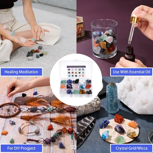 Vista 4 de CrystalTears Piedras de cristal en bruto surtidas, cristales naturales en bruto Chakra cuarzo para meditación Reiki terapia principiantes decoración