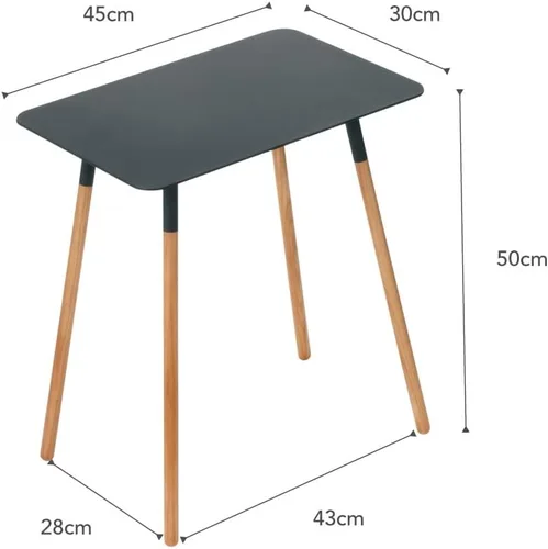 Vista 9 de YAMAZAKI Home Plain - Mesa auxiliar rectangular moderna que ahorra espacio para sala de estar o mesita de noche pequeña, mesa auxiliar de metal