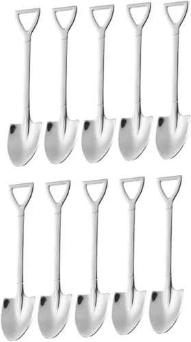 Vista 2 de Paquete de 4 cucharas de postre de 6 pulgadas con forma de pala de acero inoxidable, cucharas de helado de frutas para el hogar, cocina