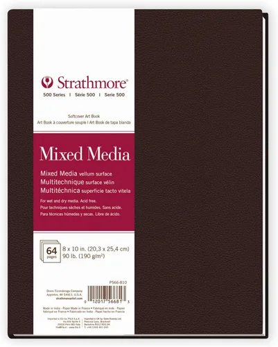 Vista 11 de Strathmore Libro de arte de papel mixto serie 500, tapa marrón mate, blanco natural, encuadernado, 32 hojas, 8.5 x 5.5 pulgadas