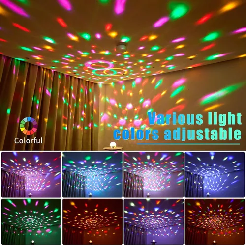 Vista 3 de Luces de Bola de Discoteca RGB LED Giratorias para Fiestas y Escenarios, Decoración de Halloween, con Control Remoto, Cine en Casa para Adultos