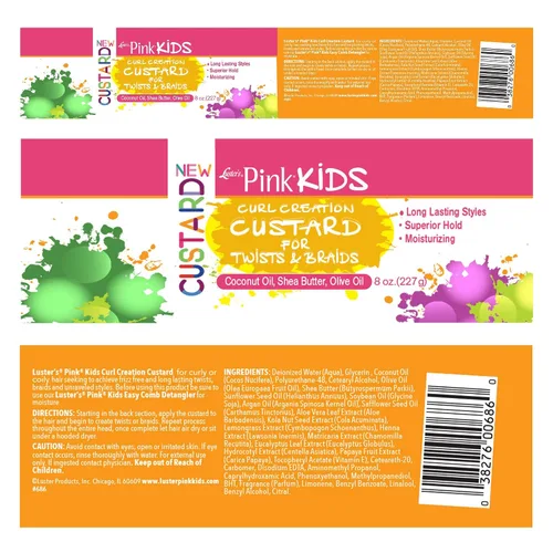 Vista 5 de Luster's Pink Kids Curl Creation Custard para giros y trenzas, 8 onzas hechas con aceite de coco, manteca de karité y aceite de oliva.