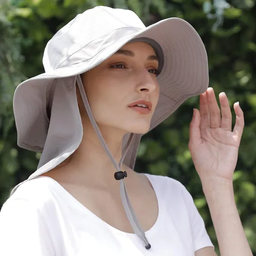 Vista 2 de JORMATT Sombrero de sol unisex con solapa para el cuello, protección para el cuello, protección para el cuello, UPF 50+
