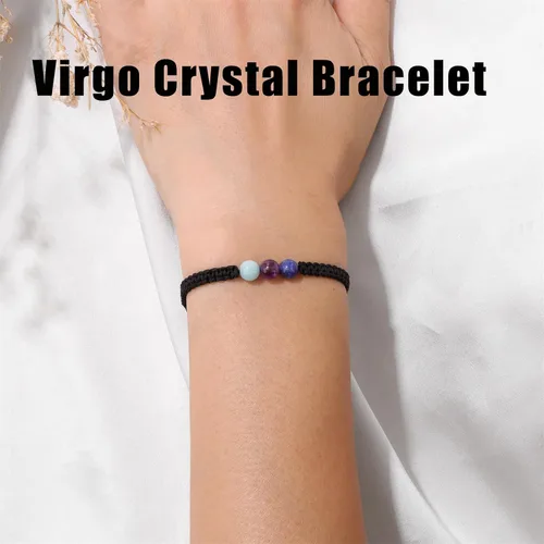 Vista 3 de GolbalJew Pulseras del zodiaco para mujer, piedra de cristal curativo, pulsera de cuentas de 0.236 pulgadas (0.236 in), regalo de cumpleaños del zodi