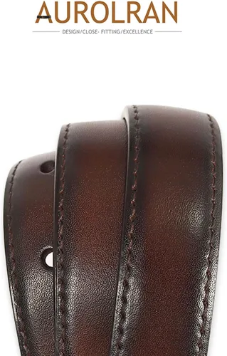 Vista 174 de Cinturón de cuero clásico con hebilla de metal para mujer con vestido de jeans