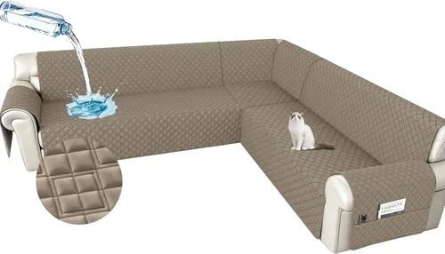 Vista 8 de Arfntevss Fundas impermeables para sofá modular en forma de L, lavable, de terciopelo, para sofá seccional, antideslizante, fundas de esquina