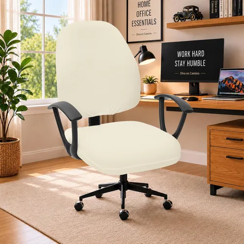 Vista 33 de Fundas elásticas resistentes al agua para sillas de computadora - Protectores lavables para respaldo giratorio y asiento para mascotas - Negro