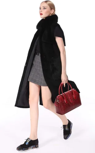 Vista 3 de PIJUSHI diseñador de piel de cocodrilo monederos y bolsos para las mujeres Top Handle Satchel Bag señoras trabajo bolso, rojo, talla única