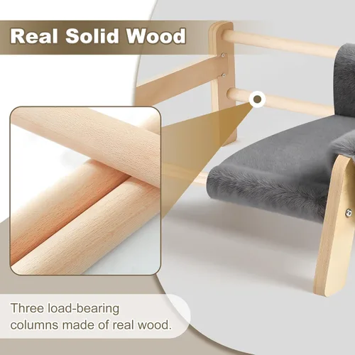 Vista 6 de FAMIDGE Sofá Cama de Gato Elevada para Gatos de Interior - Sofá de Mascotas de Madera con Funda Gruesa Lavable Removible Silla de Salón Elevada