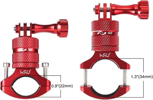 Vista 5 de HSU Kit de montaje y brazo de extensión de aluminio para manillar de bicicleta, montaje en poste de metal, soporte de brazo de extensión para GoPro