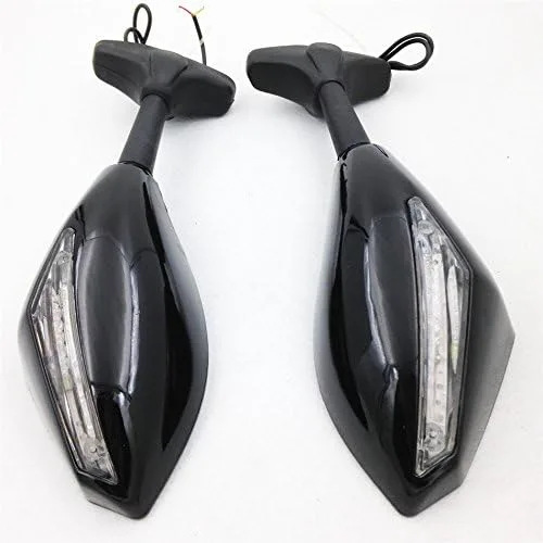 Vista 6 de SMT - Espejos laterales LED integrados compatibles con Universal Bike Gloss Black [B075VLFBVG]