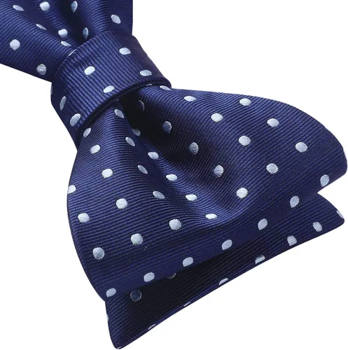Vista 2 de HISDERN Pajaritas para hombre, diseño de lunares, corbatín y bolsillo cuadrado, clásico, esmoquin de negocios, boda, pajaritas, pañuelo