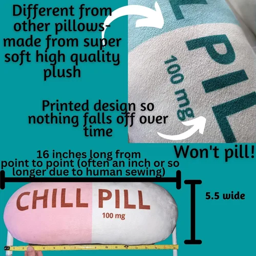 Vista 5 de Chill Pill Pillow – Almohada cervical para el cuello, divertida almohada relajante para el aula de esquina imprescindible para el aula, dormitorio