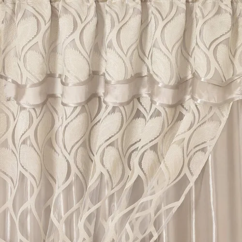 Vista 2 de GOHD Light Grace. Panel de cortina de gasa jacquard con cenefa doble adjunta y respaldo de tafetán. Juego de 2 piezas. Cada pieza de 54 pulgadas