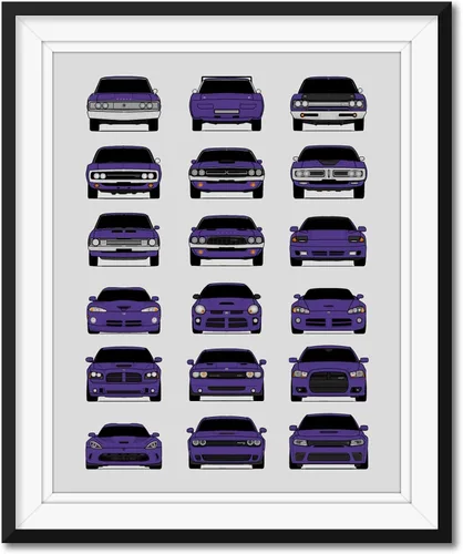 Vista 7 de Custom Car Posters Handmade Poster compatible with Dodge Evolution Print Wall Art Décor Best of Dodge Generations- Multi, 8x10 Metallic Print