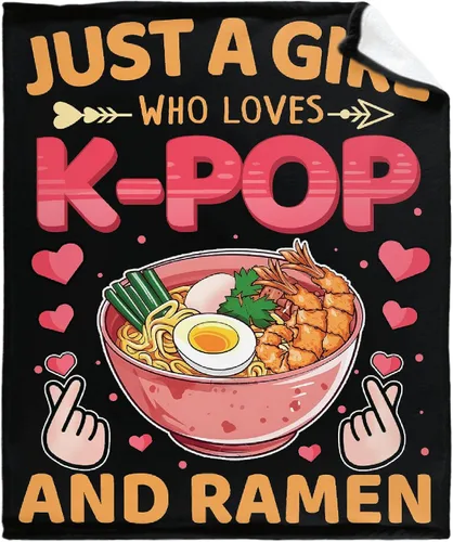 Vista 10 de Manta Personalizada Girl Loves Ramen Súper Suave Ligera Manta Cómoda Esponjosa Edredón para Cama Sofá Todas las Estaciones Cálida 50"x40" Pequeña