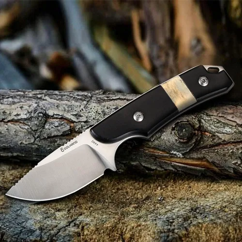 Vista 5 de Cool Hand Cuchillo de transporte horizontal de 5.98 pulgadas, cuchillos de caza de supervivencia compactos de espiga completa, funda de cuero