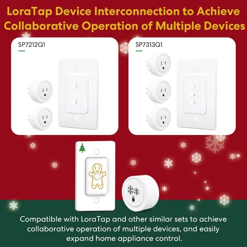 Vista 8 de LoraTap Toma de control remoto (interruptor de luz de árbol de Navidad): interruptor de pared inalámbrico - Rango interior de 100 pies - Toma