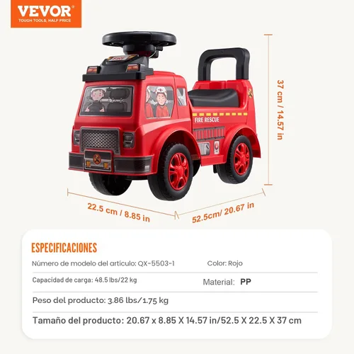 Vista 7 de VEVOR Coche de Paseo con Empuje para Niños Pequeños, Edades 19+ Meses, Coche de Carreras, Juguete de Paseo para Niños Pequeños que Pasa de Sentado a
