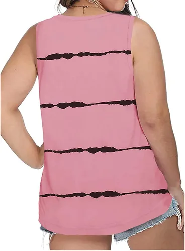 Vista 4 de Camisetas sin mangas para mujer, talla grande, camisola, camiseta sin mangas con vuelo, camiseta tipo túnica, camisola, chaleco fruncido, tops