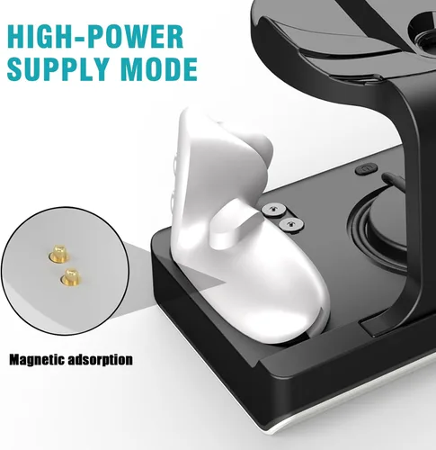 Vista 5 de Charging Dock for Meta Quest 3, Magnetic Charging Stand for Oculus Quest 3 VR Headset & Controllers, with 2 Rechargeable 1800mAh Batteries, USB-C