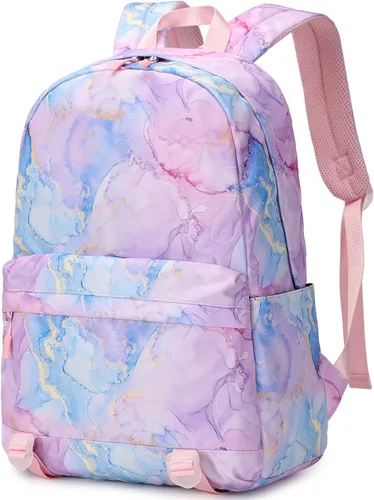 Vista 2 de Createy Mochilas de mármol ligeras resistentes al agua para niñas adolescentes mochila escolar con bolsa de almuerzo
