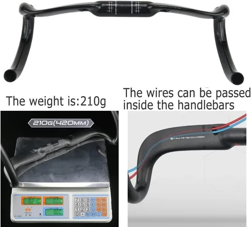 Vista 3 de Alfa Pasca Manillar Aero para Bicicleta de Carretera, Manillar de Carbono para Bicicleta de Carrera, Barras de Caída, Ligero, 31.8 UD