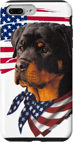 Vista 12 de Funda genial impresionante con la bandera estadounidense para iPhone 16 Rottweiler Dog