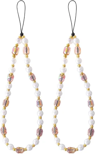 Vista 16 de Beaded Phone Charm Cute Fixed Beads Pearl Wristlet Chain Camera Wrist Strap CarKey Lanyard
