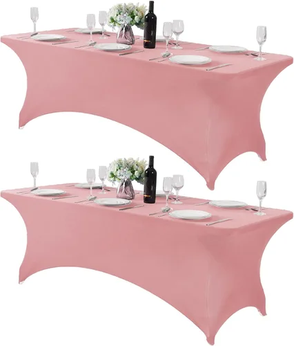 Vista 69 de Mantel de elastano para mesa de 6, 4 o 8 pies, universal, ajustable, para fiestas, banquetes, bodas y eventos, color verde manzana
