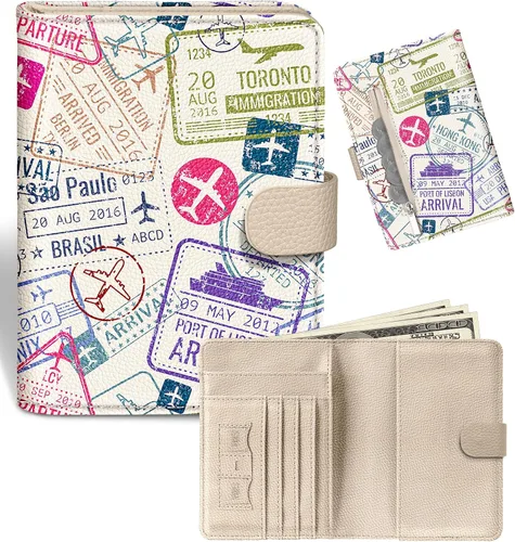 Vista 13 de Slohif Funda para pasaporte para viajes, para mujeres y hombres, bloqueo RFID, protector de pasaporte para tarjetas de tarjeta de embarque, Negro