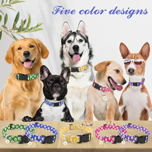 Vista 7 de Collares florales para perros grandes, collares suaves y lindos para perros y niñas, collar de flores bonitas con dijes de margaritas, regalo