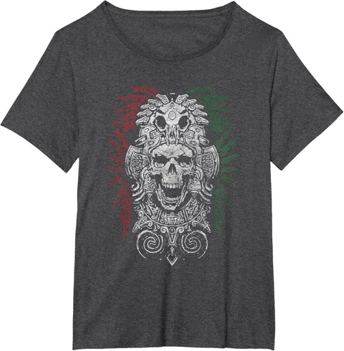 Vista 27 de Camiseta de Calavera Azteca con máscara Mayas Calavera Azteca, Negro