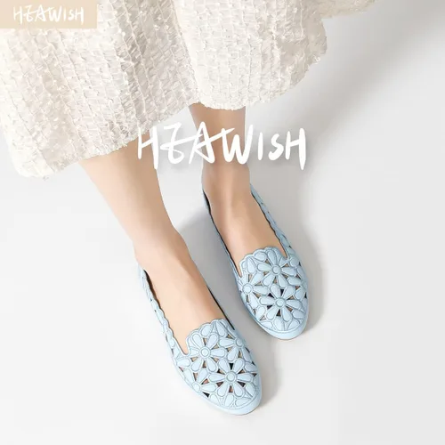 Vista 6 de HEAWISH - Zapatos planos para mujer estilo ballet, con diseño floral, piel sintética, punta redonda, calzado elegante, color negro y beige