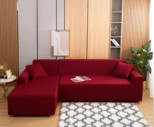 Vista 9 de MIFXIN Fundas para sofá modular en L, 2 piezas, elásticas, suaves, de 3 asientos, en forma de L, para sofá esquinero, protector de muebles para sala