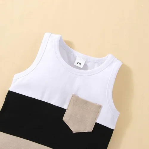 Vista 61 de Conjunto de ropa casual de manga corta con botones y pantalones cortos de lino para bebés y niños pequeños