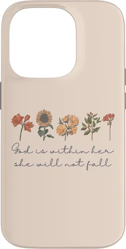 Vista 17 de God is Within Her She Will Not Fall Psalms 46:5 Boho Flowers Case for iPhone 17