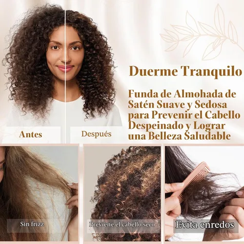 Vista 4 de Yanibest Paquete de 2 fundas de almohada de satén, para cabello y piel con Aa-blanco