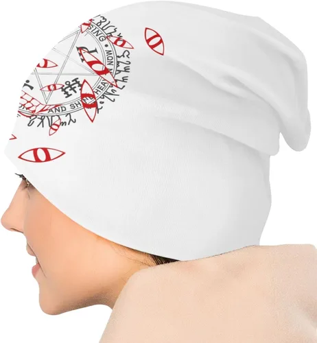 Vista 5 de Anime Hellsing Eyes Beanie Hat para hombres y mujeres verano fino sombreros de punto calavera negro, Negro