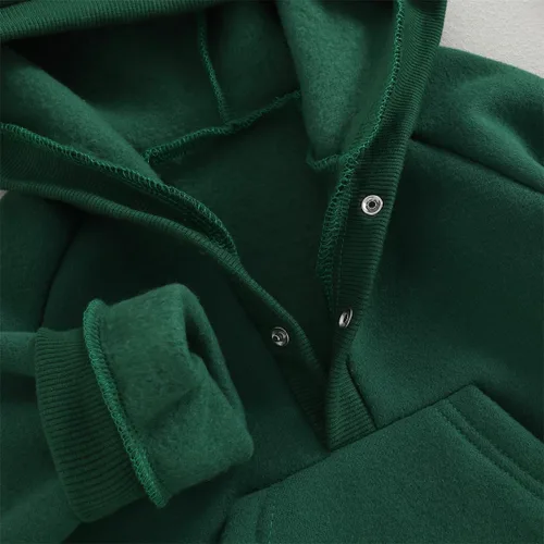 Vista 4 de Hoanselay Ropa de otoño e invierno para recién nacido, sudadera con capucha, mameluco de manga larga, mameluco cálido y sólido