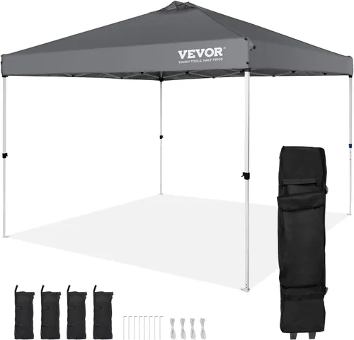 Vista 11 de VEVOR Gazebo de patio para 6-8 personas, gazebo de patio trasero de 10 x 10 pies, con mosquitera, marco de metal y poliéster de 180G recubierto