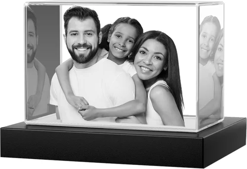 Vista 14 de Foto de cristal 3D con forma de corazón personalizada, regalo de imagen de cristal grabada con láser para papá, marido, abuelo, día del padre